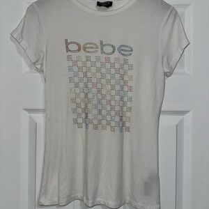 Bebe White Rainbow Graphic Tee